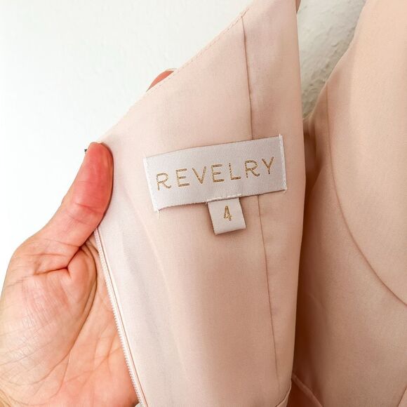 Revelry Sloane Chiffon Floral Print Dress Blushing Bride Bouquet - 9F93 Size 4 - Picture 6 of 7